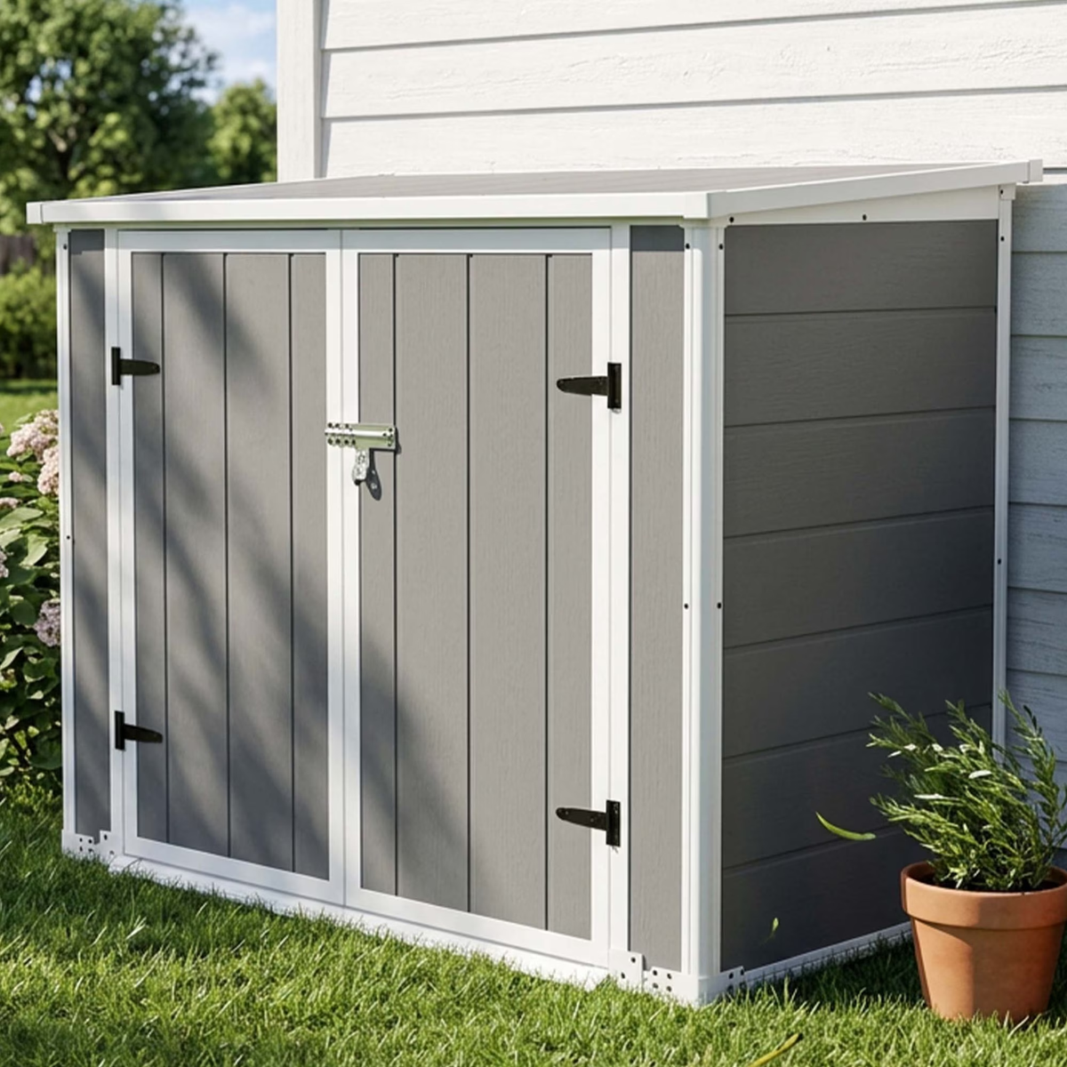 RocVanc Resin Outdoor Storage Shed, 34 CU.FT Trash Can Storage Shed