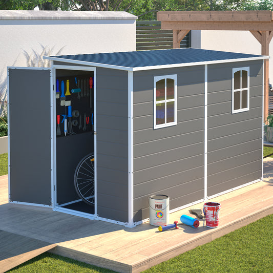 RocVanc 10x4 FT Outdoor Plastic Storage Shed with Steel Roof